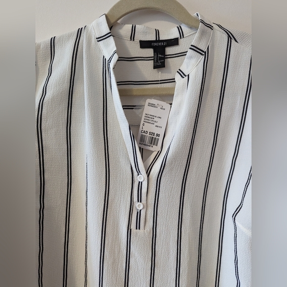 Forever 21 White with Black Stripes Blouse - Picture 4 of 5